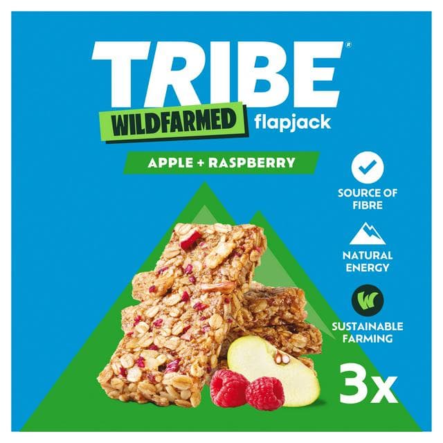 Tribe Wildfarmed Apple + Raspberry Flapjack Bars 3 x 50g - gallery image 1
