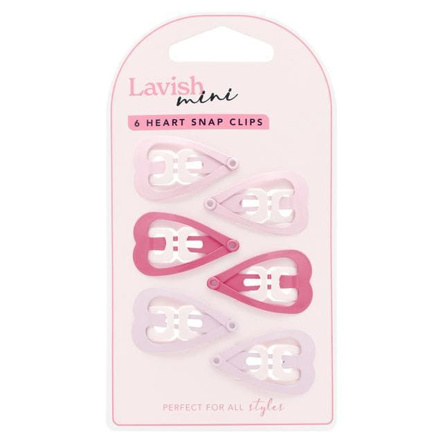 Lavish Mini Heart Snap Clips x6 - gallery image 1