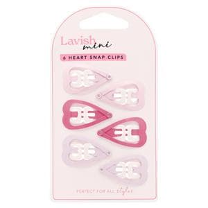 Lavish Mini Heart Snap Clips x6