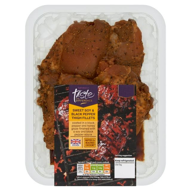 Sainsbury's Soy & Black Pepper Thigh Fillet, Taste the Difference 400g - gallery image 1
