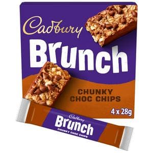 Cadbury Brunch 4 x 28g Oats Chocolate Chip Multipack Cereal Bars