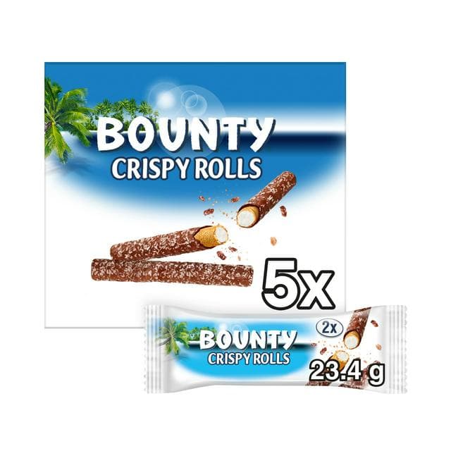 Bounty Milk Chocolate & Coconut Crispy Rolls Snack Bars Multipack 5 x 23.4g - gallery image 1