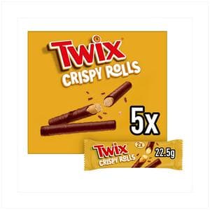 Twix Milk Chocolate Crispy Rolls Snack Bars Mulitpack 5 x 22.5g