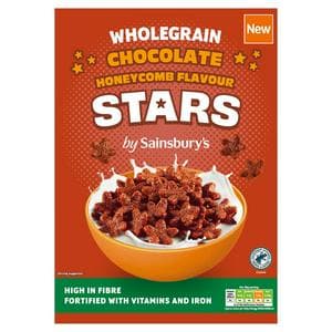Sainsbury's 375g Wholegrain Chocolate Honeycomb Flavour Stars Breakfast Cereal