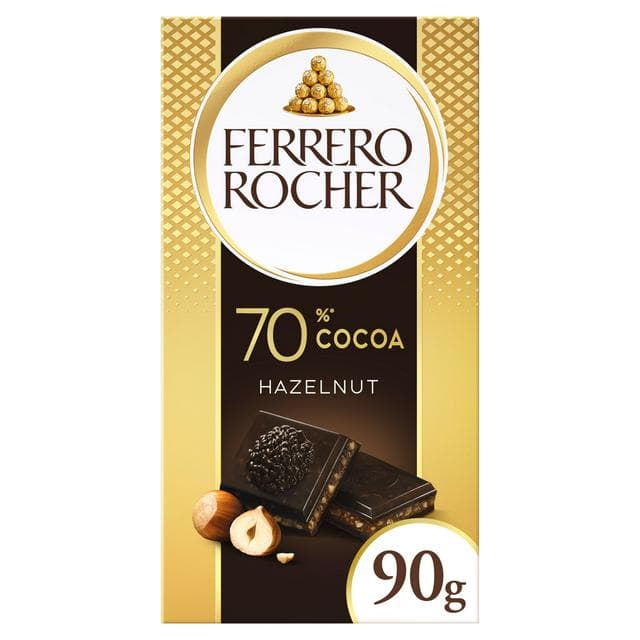Ferrero Rocher 70% Cocoa Dark Chocolate Bar with Hazelnut & Cocoa Filling 90g - gallery image 1