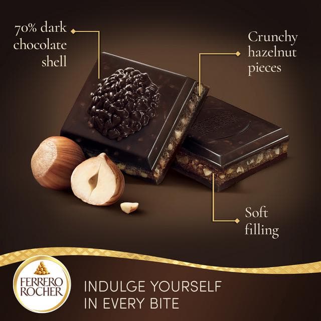 Ferrero Rocher 70% Cocoa Dark Chocolate Bar with Hazelnut & Cocoa Filling 90g - gallery image 2
