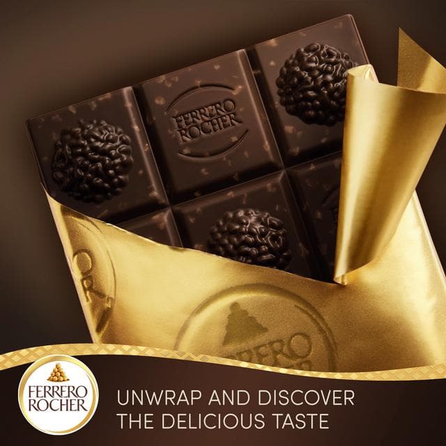 Ferrero Rocher 70% Cocoa Dark Chocolate Bar with Hazelnut & Cocoa Filling 90g - gallery image 3