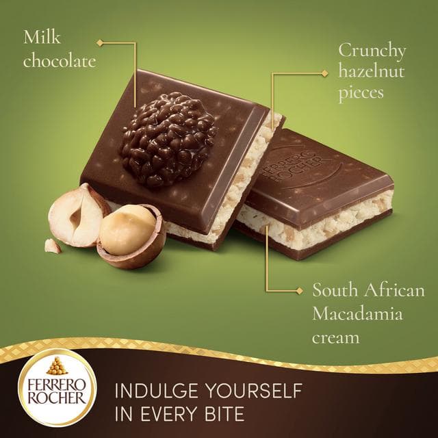 Ferrero Rocher Milk Chocolate Bar with Hazelnut & Macadamia 90g - gallery image 2