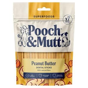 Pooch & Mutt Peanut Butter Vegan Dental Sticks Dog Treats 251g