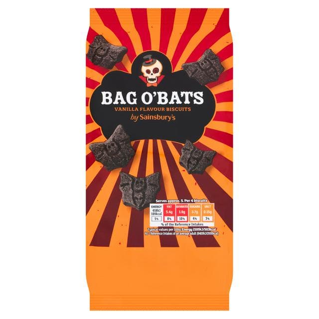 Sainsbury's 125g Bag O'Bats Vanilla Flavour Biscuits - gallery image 1