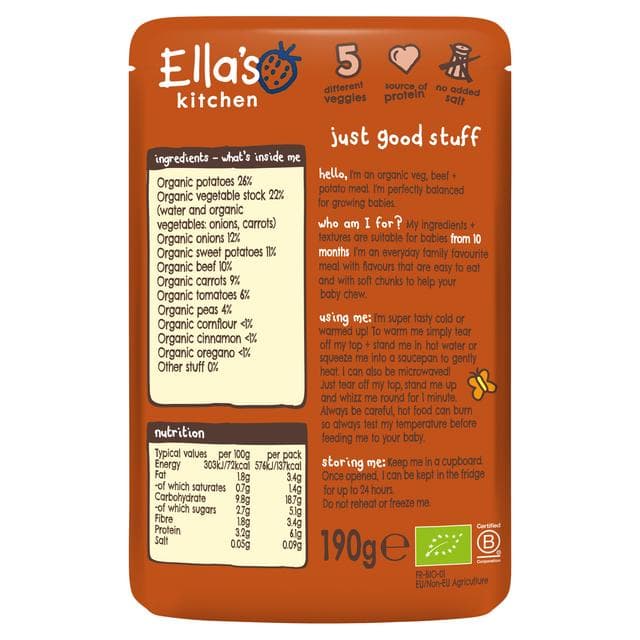 Ella's Kitchen Organic Cottage Pie Baby Food Pouch 10+ Months 190g - gallery image 2