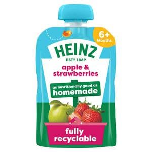 Heinz Apple & Strawberry Baby Food Fruit Puree Pouch 6+ Months 100g