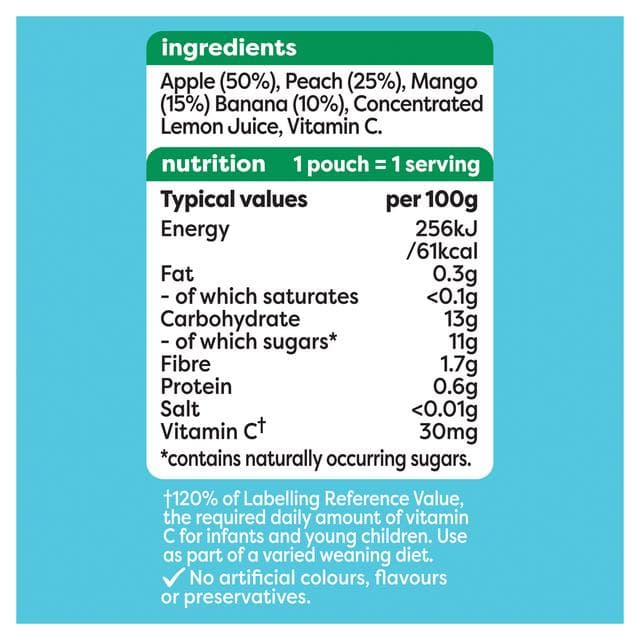 Heinz Peach, Mango, Banana & Apple Baby Food Fruit Puree Pouch 6+ Months 100g - gallery image 5