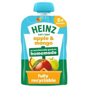 Heinz Apple & Mango Baby Food Fruit Puree Pouch 6+ Months 100g
