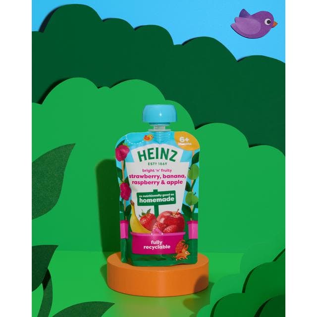 Heinz Strawberry, Banana, Raspberry & Apple Baby Food Fruit Puree Pouch 6+ Months 100g - gallery image 3
