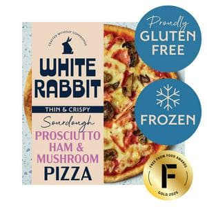 White Rabbit 332g Prosciutto Ham & Mushroom Gluten Free Sourdough Frozen Pizza