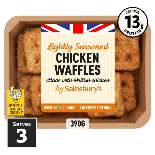 Sainsbury's Lightly Seasoned Chicken Waffles 390g - gallery image 1