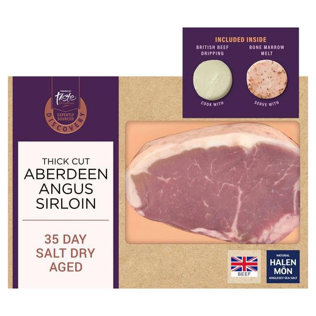 Sainsbury's Discovery 360g 35 Day Salt Dry Aged Thick Cut Aberdeen Angus Sirloin Steak, Taste the Difference - gallery image 1
