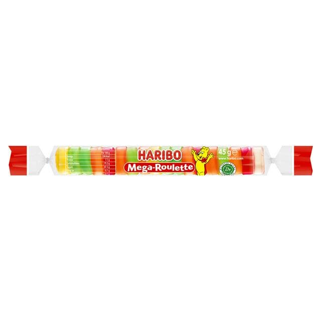 Haribo Mega Roulette Jelly Fruit Sweets Fun Size Pack 45g - gallery image 1