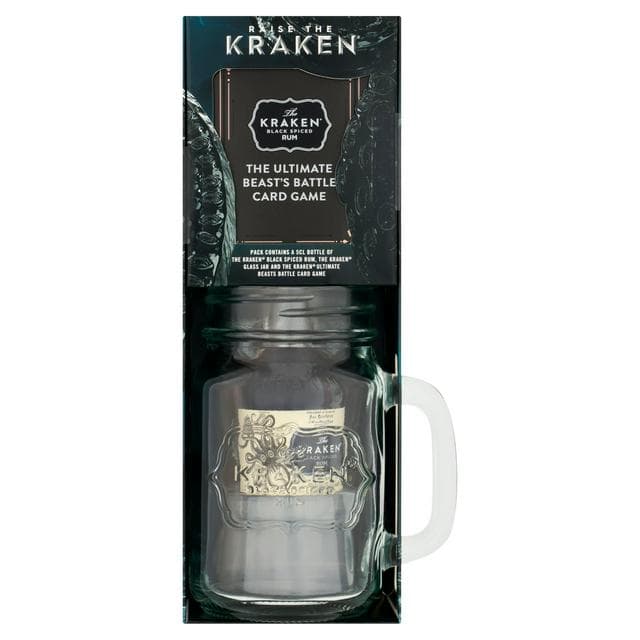 The Kraken Black Spiced Rum, Glass Jar & Ultimate Beasts Battle Card Game Gift Set - gallery image 1