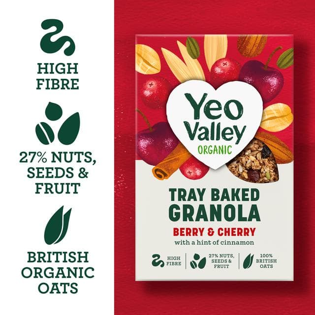 Yeo Valley Organic Tray Baked Granola Berry & Cherry 360g - gallery image 2