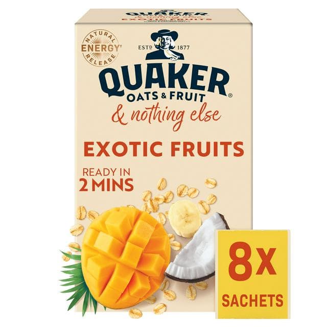Quaker Oats & Fruit with Exotic Fruits Porridge Sachets x8 264g - gallery image 1