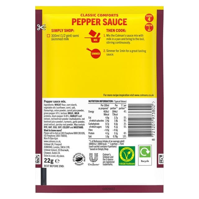 Colman's Classic Comforts Pepper Sauce Mix 22g - gallery image 2