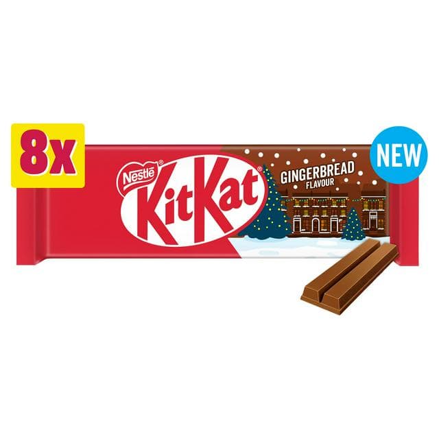 KitKat 2 Finger 8 x Gingerbread Flavour Multipack Chocolate Biscuit Bar 165.6g - gallery image 1