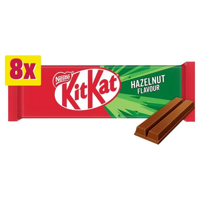 KitKat 2 Finger Hazelnut Flavour Chocolate Bar Multipack x8 165.6g - gallery image 1
