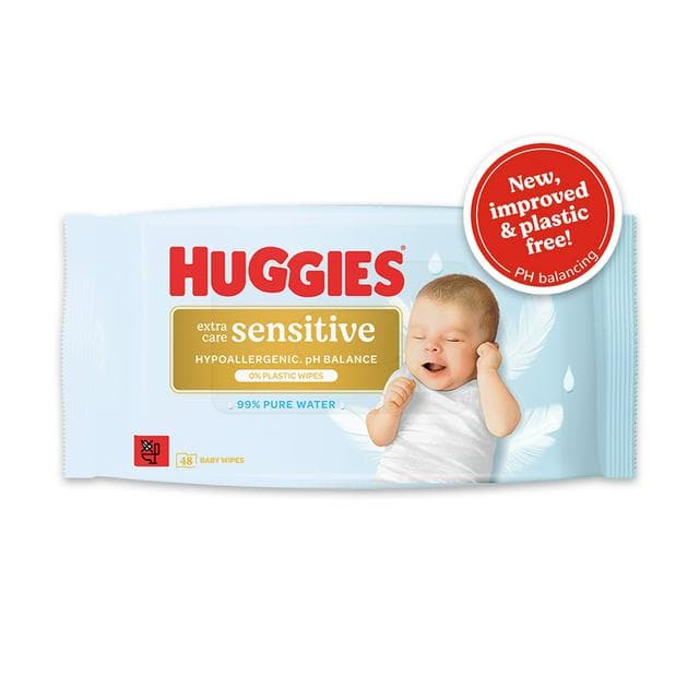 Huggies Pure Extra Care Sensitive Plastic Free Baby Wipes x48 - gallery image 1