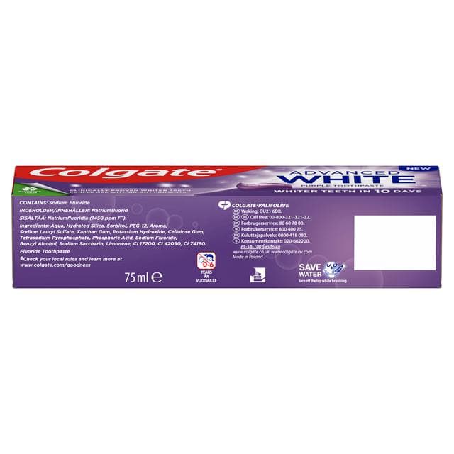 Colgate Advanced White Purple Teeth Whitening Toothpaste 75ml - gallery image 2