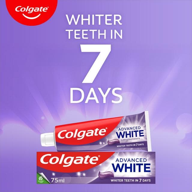 Colgate Advanced White Purple Teeth Whitening Toothpaste 75ml - gallery image 3