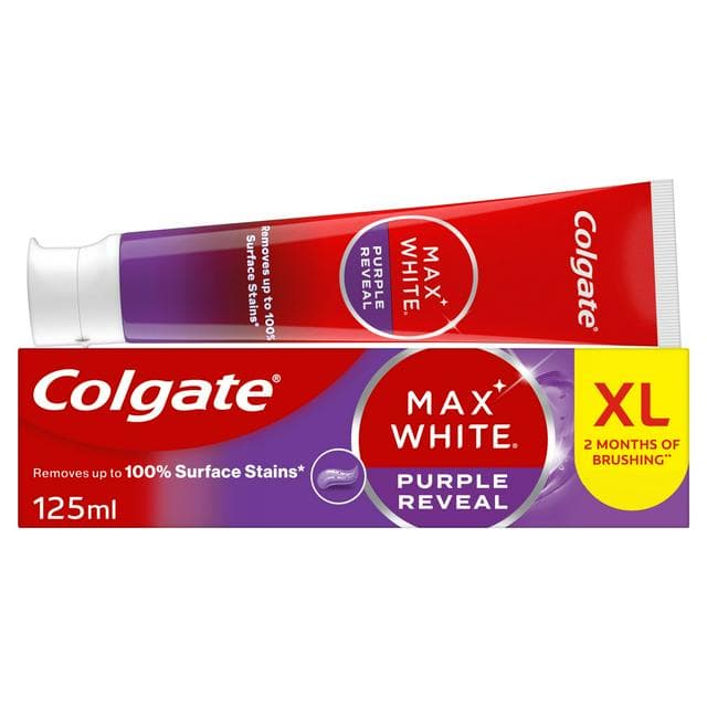 Colgate Max White Purple Reveal Instant Teeth Whitening Toothpaste 125ml - gallery image 1