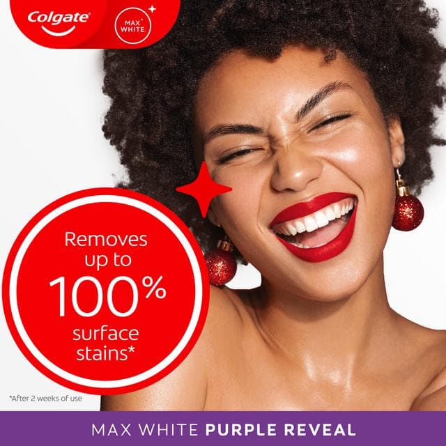 Colgate Max White Purple Reveal Instant Teeth Whitening Toothpaste 125ml - gallery image 3