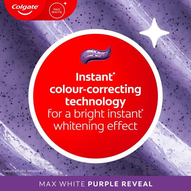 Colgate Max White Purple Reveal Instant Teeth Whitening Toothpaste 125ml - gallery image 4
