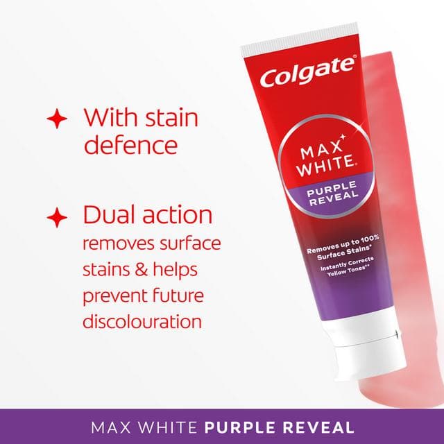 Colgate Max White Purple Reveal Instant Teeth Whitening Toothpaste 125ml - gallery image 6