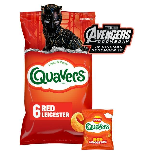 Walkers Quavers Red Leicester Cheese Multipack Crisps Snacks 6 x 16g - gallery image 1