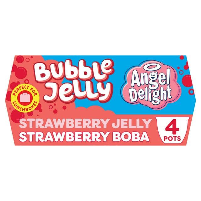 Angel Delight 4 x Strawberry Jelly & Strawberry Boba Bubble Dessert Snack Pot - gallery image 1