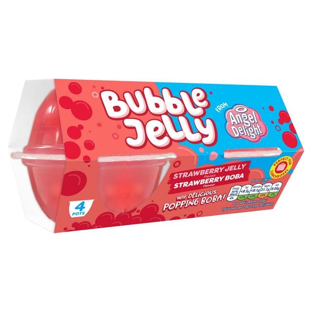 Angel Delight 4 x Strawberry Jelly & Strawberry Boba Bubble Dessert Snack Pot - gallery image 2