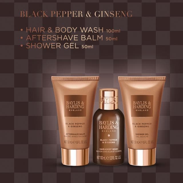 Baylis & Harding Black Pepper & Ginseng Men's Luxury Mini Trio Gift Set - gallery image 3