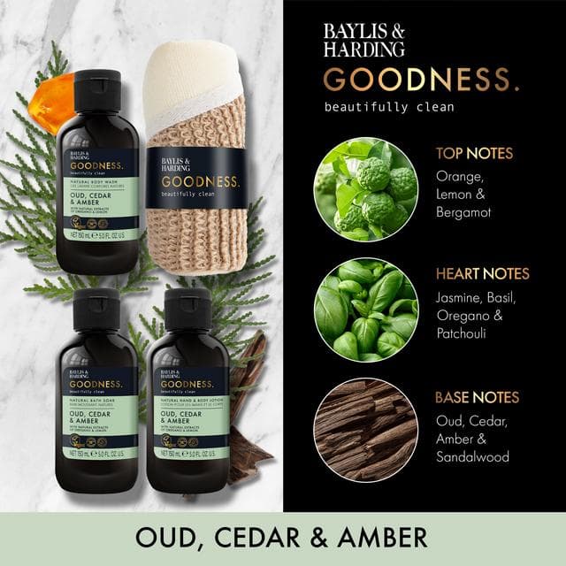 Baylis & Harding Goodness Oud, Cedar & Amber Essentials Gift Set - gallery image 3