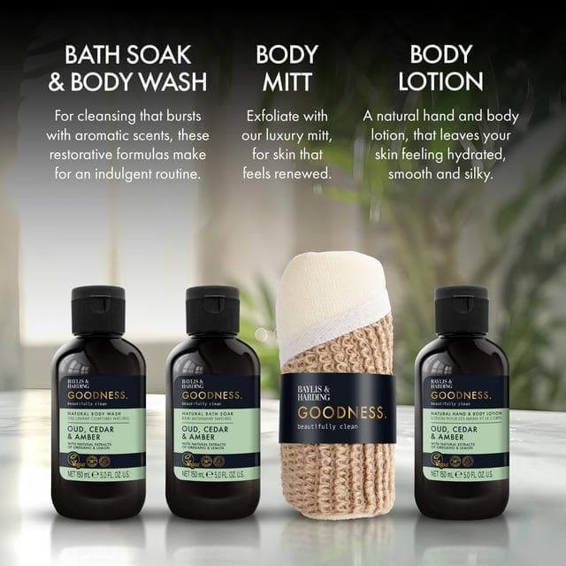 Baylis & Harding Goodness Oud, Cedar & Amber Essentials Gift Set - gallery image 5