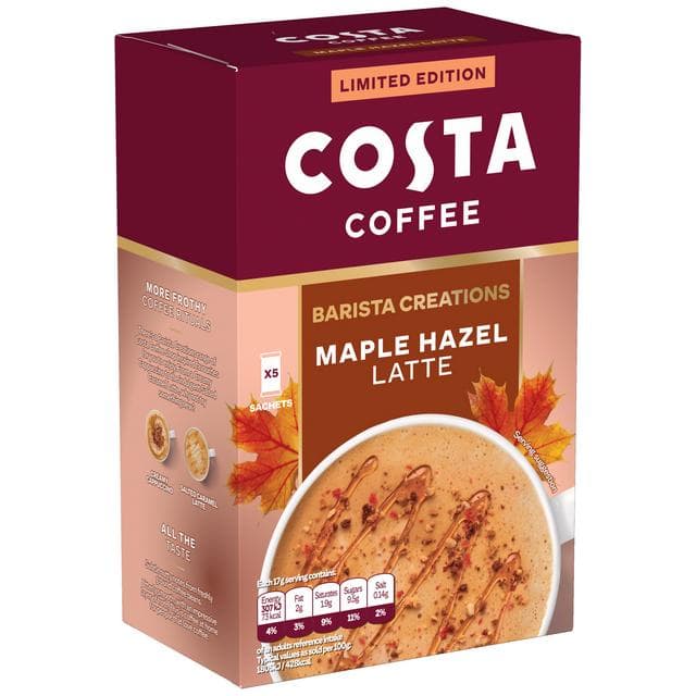 Costa Coffee 5 x 17g Barista Creations Maple Hazel Latte, Limited Edition - gallery image 4