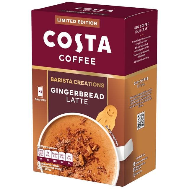 Costa Coffee 6 x 17g Barista Creations Gingerbread Latte Sachets - gallery image 3
