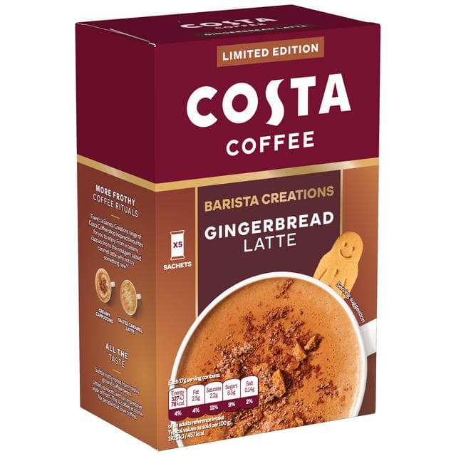Costa Coffee 6 x 17g Barista Creations Gingerbread Latte Sachets - gallery image 5