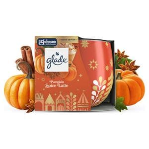 Glade Pumpkin Spice Latte Festive Scented Candle, Limited Edition 108g