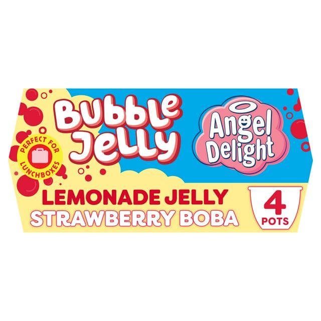 Angel Delight 4 x Lemonade Jelly & Strawberry Boba Bubble Dessert Snack Pots - gallery image 1