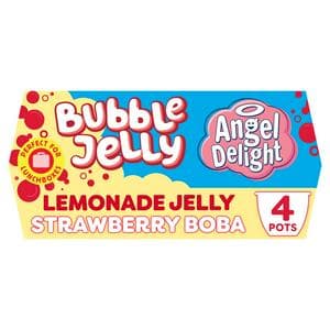 Angel Delight 4 x Lemonade Jelly & Strawberry Boba Bubble Dessert Snack Pots