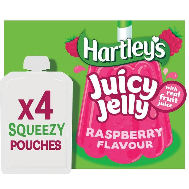 Hartley's Raspberry Flavour Juice Jelly Pouches 4 x 90g - gallery image 1