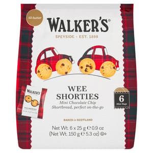 Walker's 6 x 25g Wee Shorties Mini Choc Chip Shortbread
